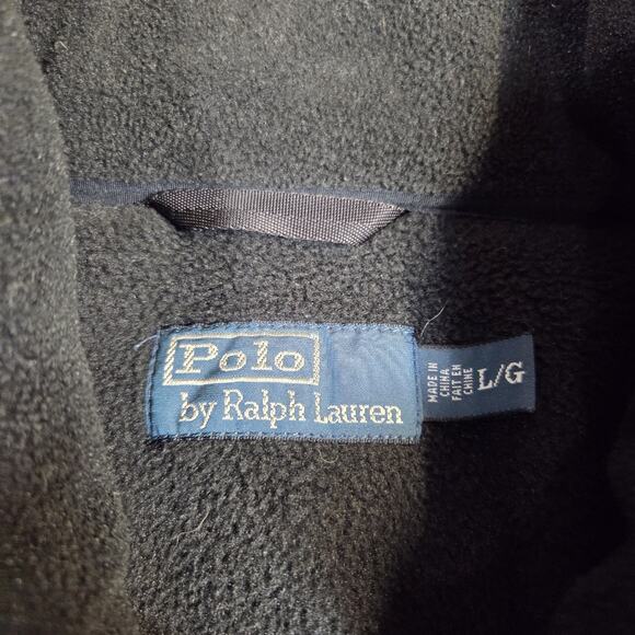 Vtg Polo Ralph Lauren Fleece Full Zip‎ Jacket Black Y2K Polartec Hood Rain Large - Picture 5 of 12